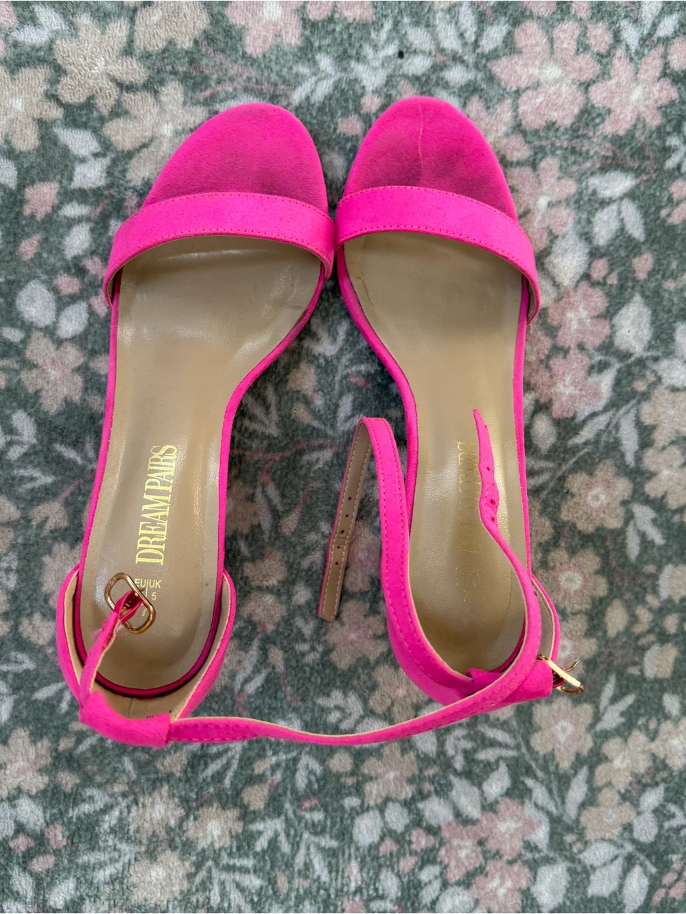 Women's Pink Open-Toe Ankle Strap Heels